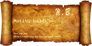 Matity Baján névjegykártya